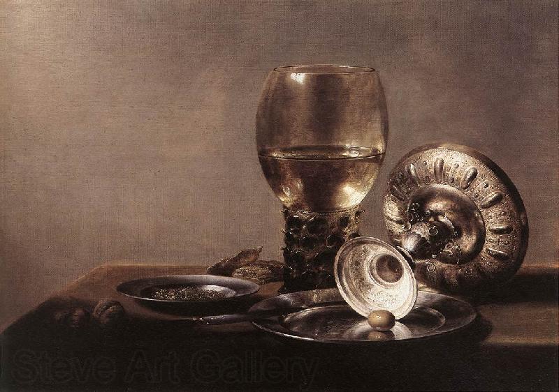 CLAESZ, Pieter Still-life with Wine Glass and Silver Bowl dsf Norge oil painting art